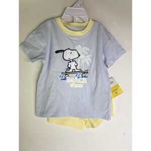 Peanuts Snoopy T-Shirt and Shorts 2 Piece Set Outfit Kids Toddler Boys Size 2T